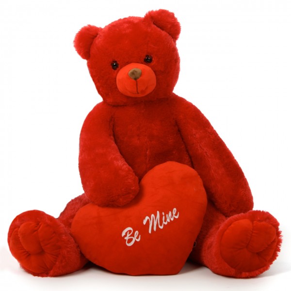 Huge Red 5 Feet Bigfoot Teddy Bear with a Red Be Mine Heart